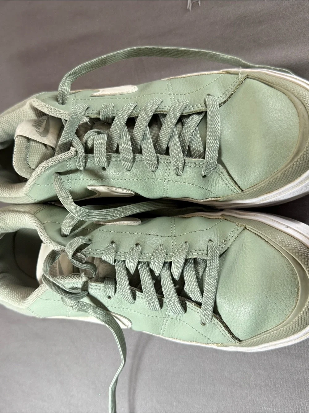 Nike Sage Green Platform Sneakers with White Swoosh
